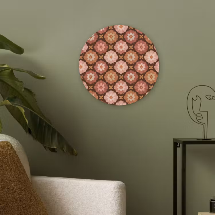 Geometrisch - Bloemen - Kleurrijk Akoestische PET Vilt - Rond klein 838 -sfeer2