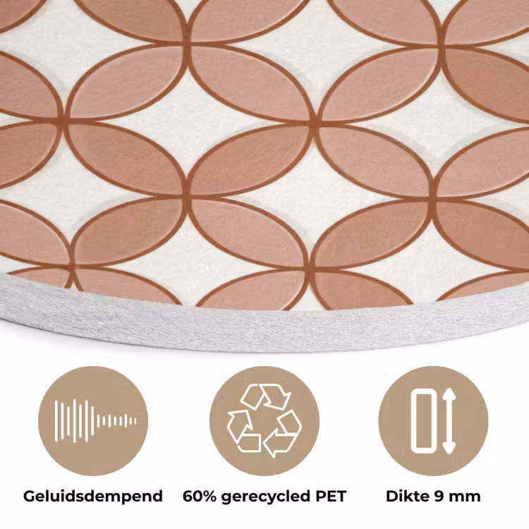 Geometrisch - Cirkels - Modern - Terracotta Akoestische PET Vilt - Rond klein 838 -closeup_NL