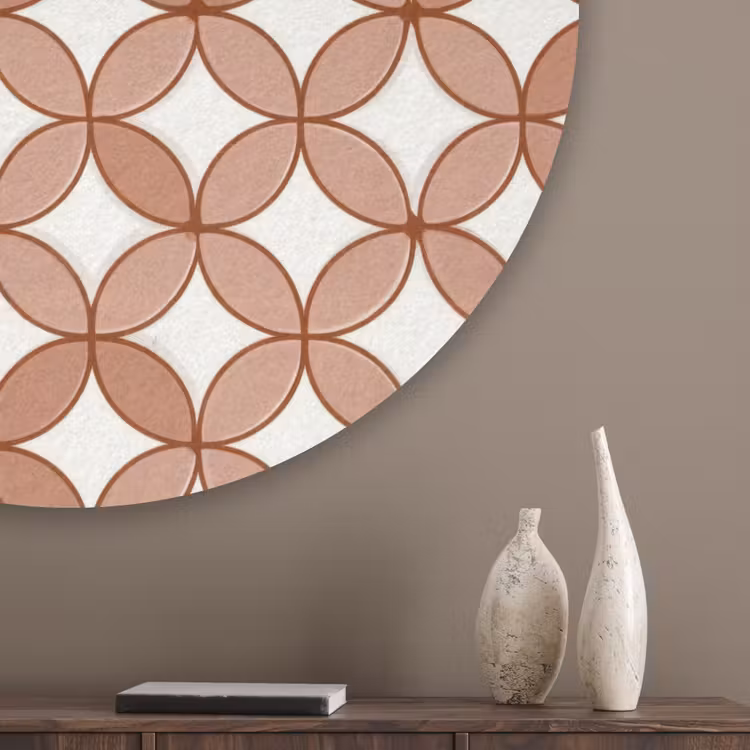 Geometrisch - Cirkels - Modern - Terracotta Akoestische PET Vilt - Rond klein 838 -sfeer5_closeup