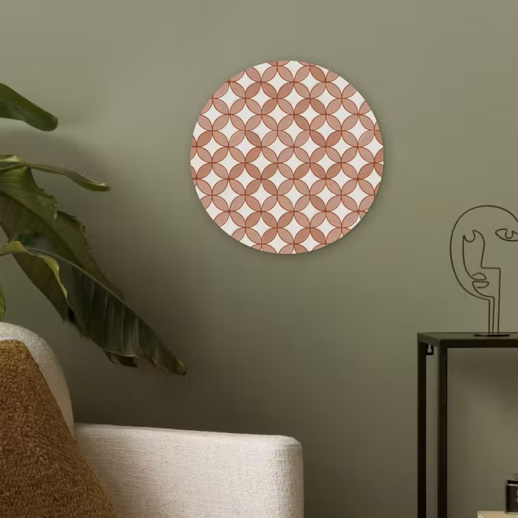 Geometrisch - Cirkels - Modern - Terracotta Akoestische PET Vilt - Rond klein 838 -sfeer2