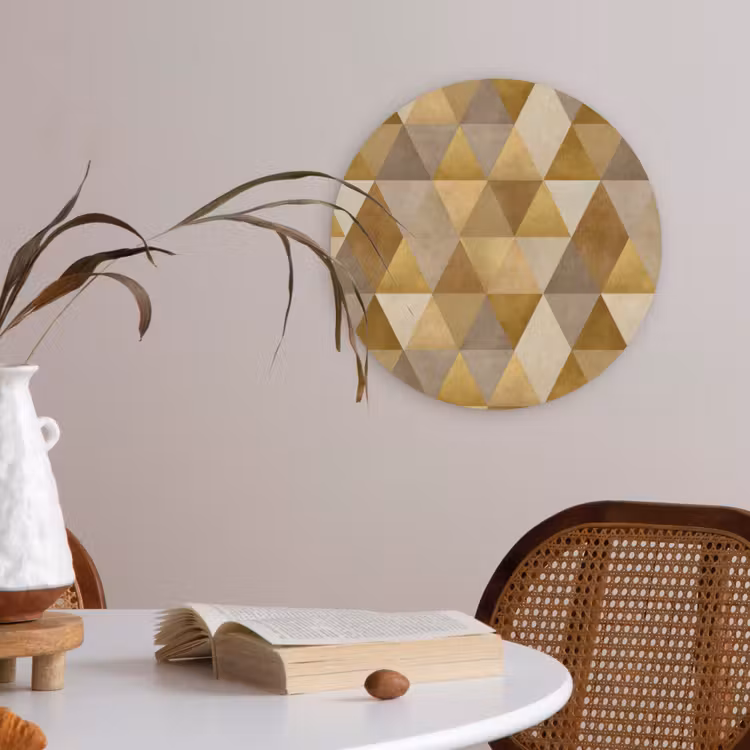 Geometrisch - Driehoek - Goud Akoestische PET Vilt - Rond klein 838 -sfeer3