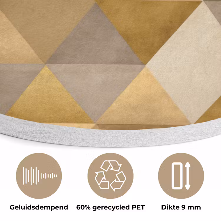 Geometrisch - Driehoek - Goud Akoestische PET Vilt - Rond klein 838 -closeup_NL