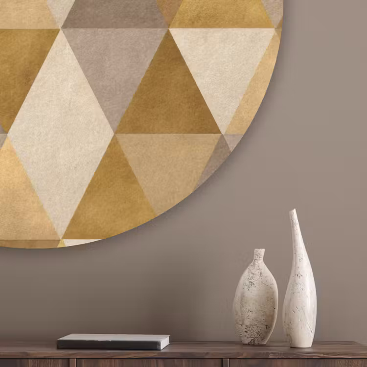 Geometrisch - Driehoek - Goud Akoestische PET Vilt - Rond klein 838 -sfeer5_closeup