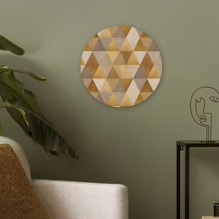 Geometrisch - Driehoek - Goud Akoestische PET Vilt - Rond klein 838 -sfeer2