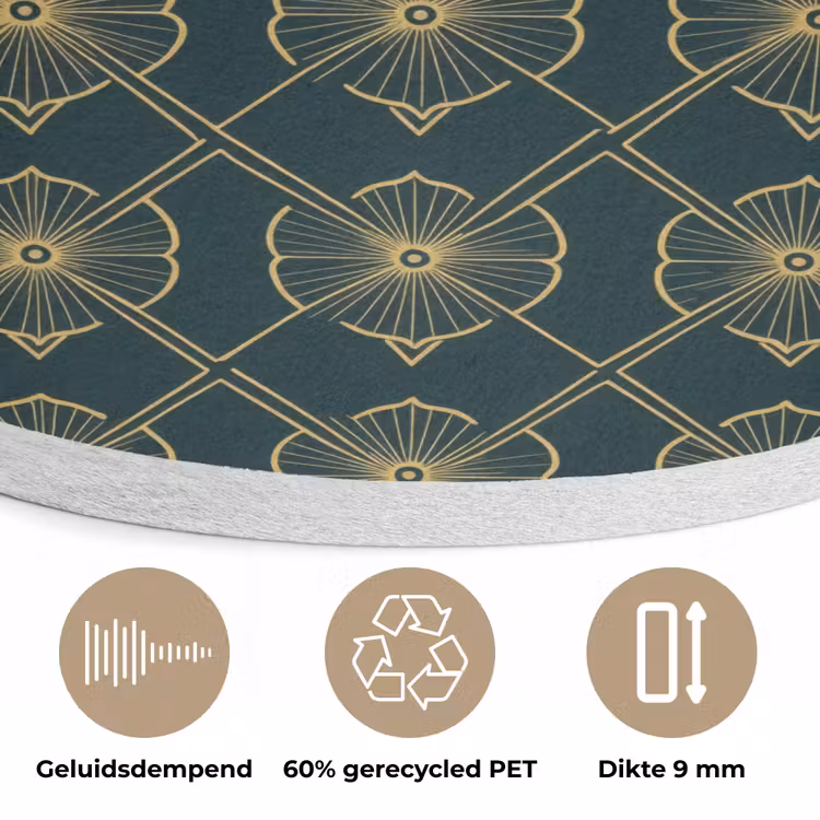 Geometrisch - Elegant - Groen Akoestische PET Vilt - Rond klein 838 -closeup_NL