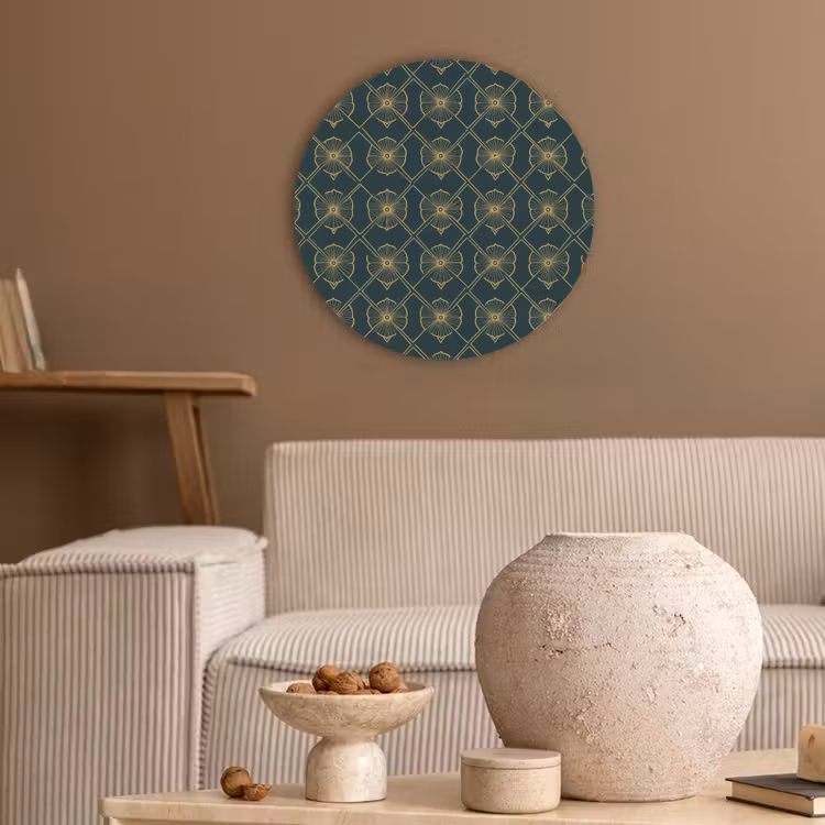 Geometrisch - Elegant - Groen Akoestische PET Vilt - Rond klein 838 -sfeer1