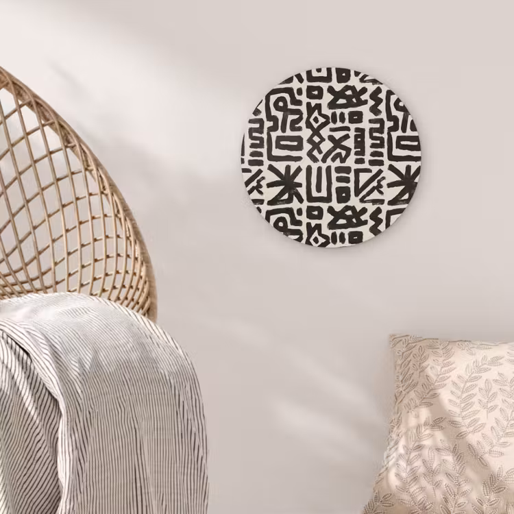 Geometrisch - Figuren - Zwart Akoestische PET Vilt - Rond klein 838 -sfeer4