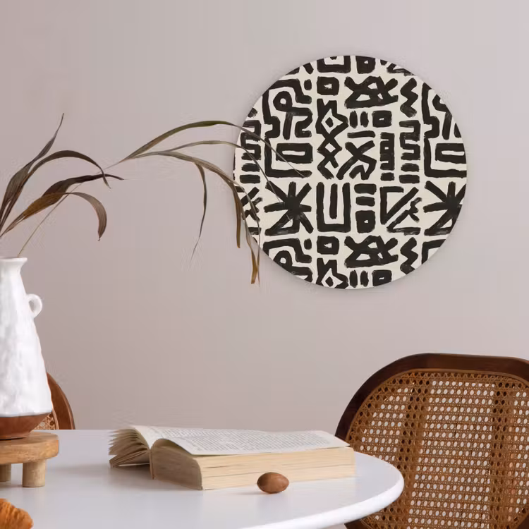 Geometrisch - Figuren - Zwart Akoestische PET Vilt - Rond klein 838 -sfeer3