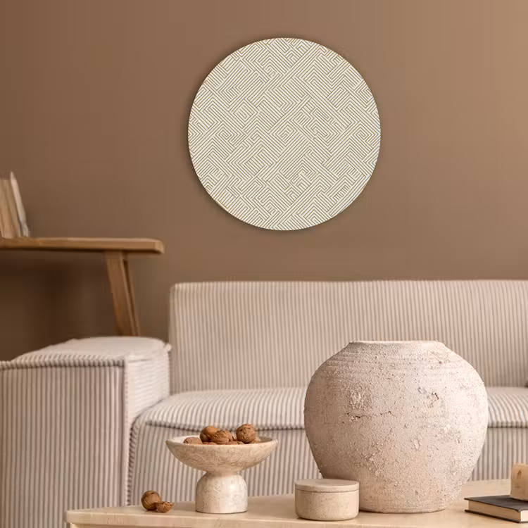 Geometrisch - Lijnen - Groen Akoestische PET Vilt - Rond klein 838 -sfeer1