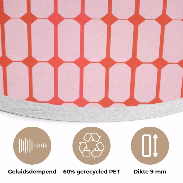 Geometrisch - Minimalistisch - Rood - Roze Akoestische PET Vilt - Rond klein 838 -closeup_NL