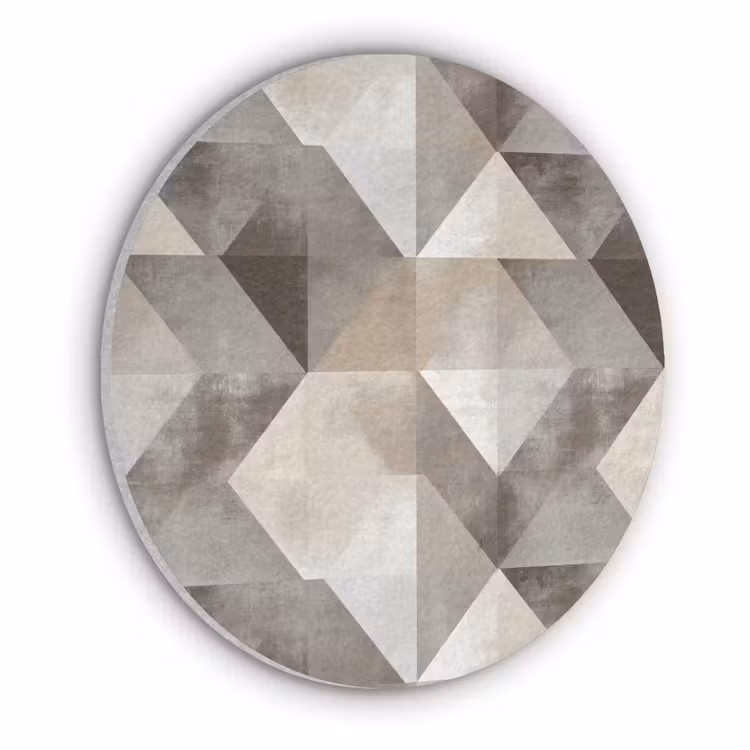 Geometrisch - Motief - Aardetinten Akoestische PET Vilt - Rond klein 838 -3d
