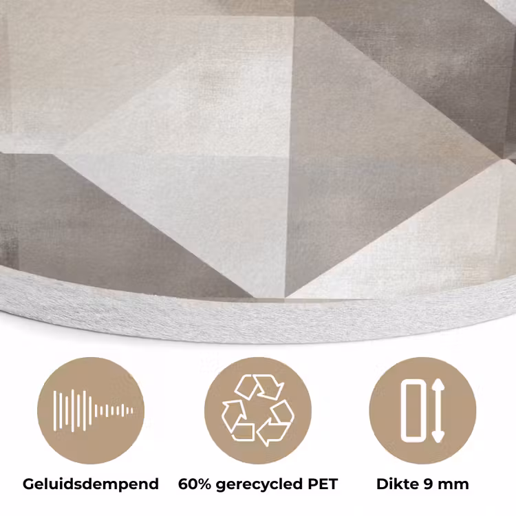 Geometrisch - Motief - Aardetinten Akoestische PET Vilt - Rond klein 838 -closeup_NL