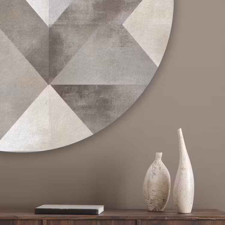 Geometrisch - Motief - Aardetinten Akoestische PET Vilt - Rond klein 838 -sfeer5_closeup