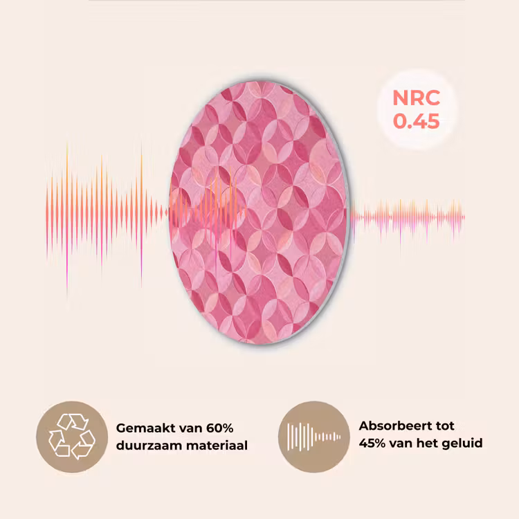 Geometrisch - Mozaïek - Modern - Roze Akoestische PET Vilt - Rond klein 838 -USP_NL
