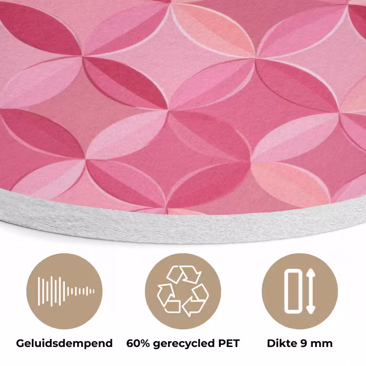 Geometrisch - Mozaïek - Modern - Roze Akoestische PET Vilt - Rond klein 838 -closeup_NL