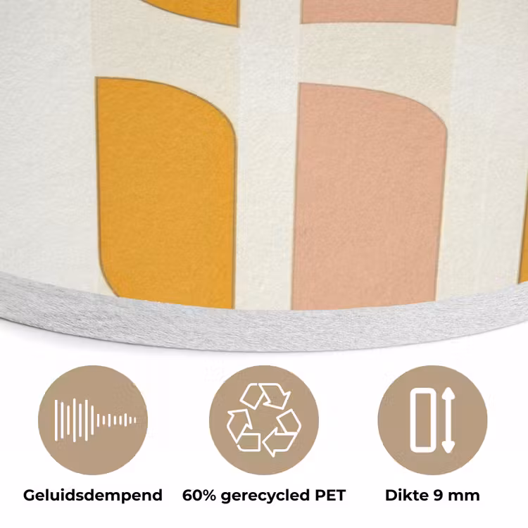 Geometrisch - Patroon - Geel - Roze Akoestische PET Vilt - Rond klein 838 -closeup_NL