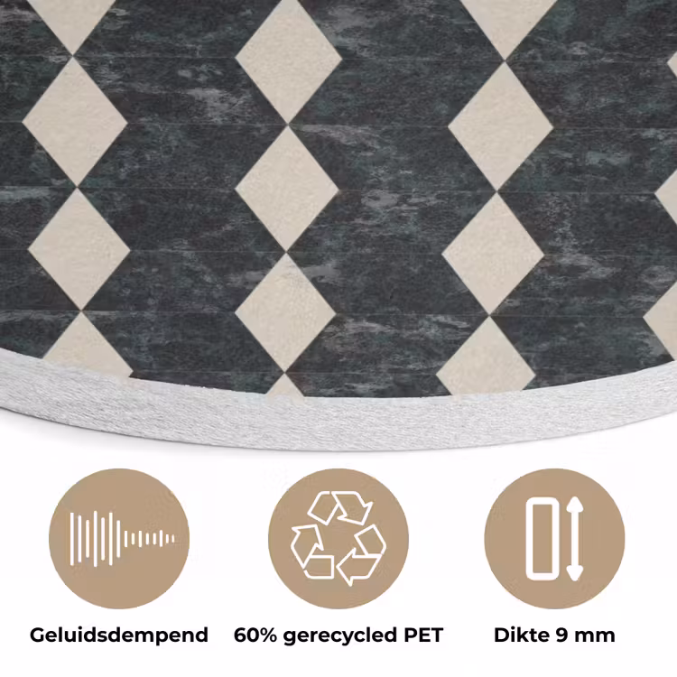 Geometrisch - Patroon - Marmer - Groen Akoestische PET Vilt - Rond klein 838 -closeup_NL