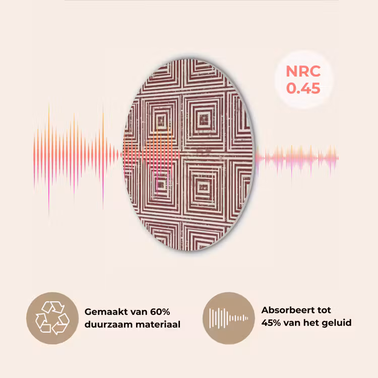 Geometrisch - Patroon - Rood Akoestische PET Vilt - Rond klein 838 -USP_NL