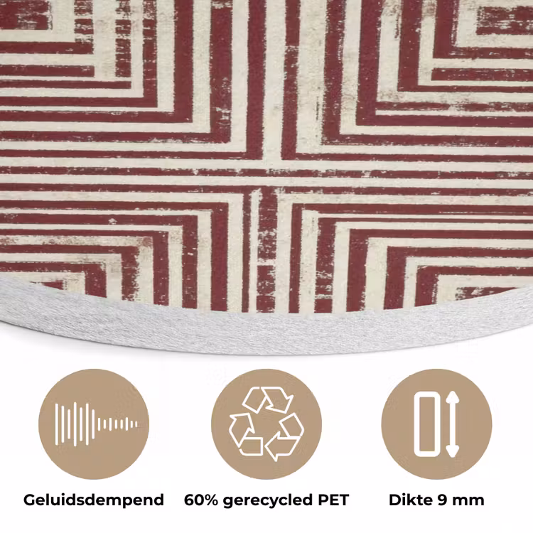 Geometrisch - Patroon - Rood Akoestische PET Vilt - Rond klein 838 -closeup_NL