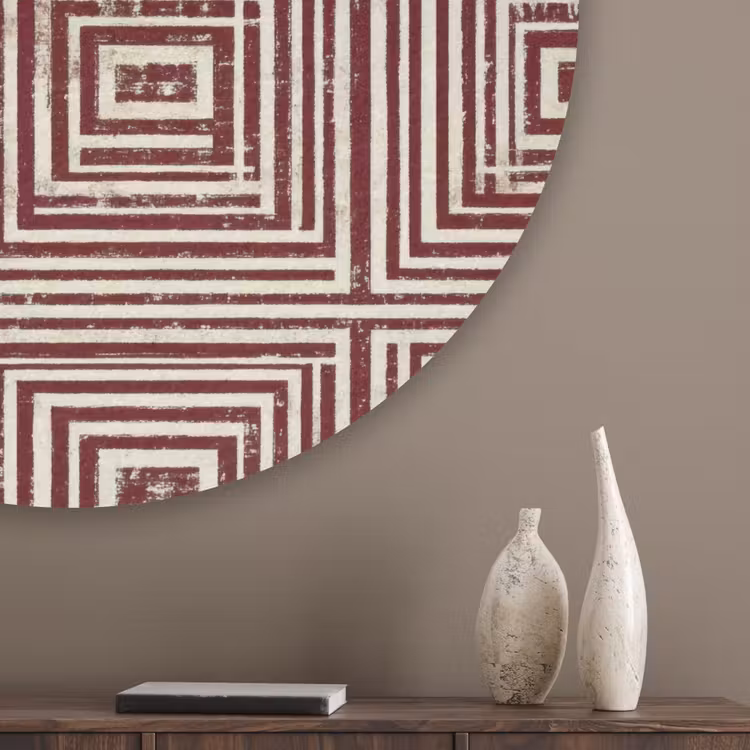 Geometrisch - Patroon - Rood Akoestische PET Vilt - Rond klein 838 -sfeer5_closeup
