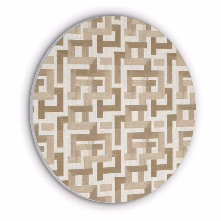 Geometrisch - Retro - Bruin Akoestische PET Vilt - Rond klein 838 -3d