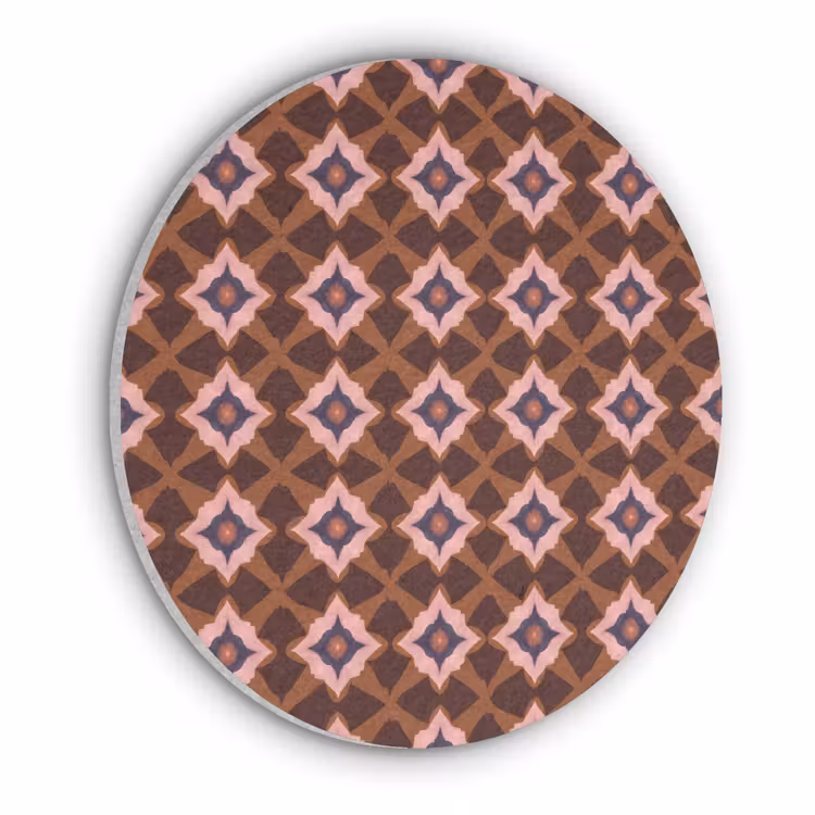 Geometrisch - Sierlijk - Bruin Akoestische PET Vilt - Rond klein 838 -3d