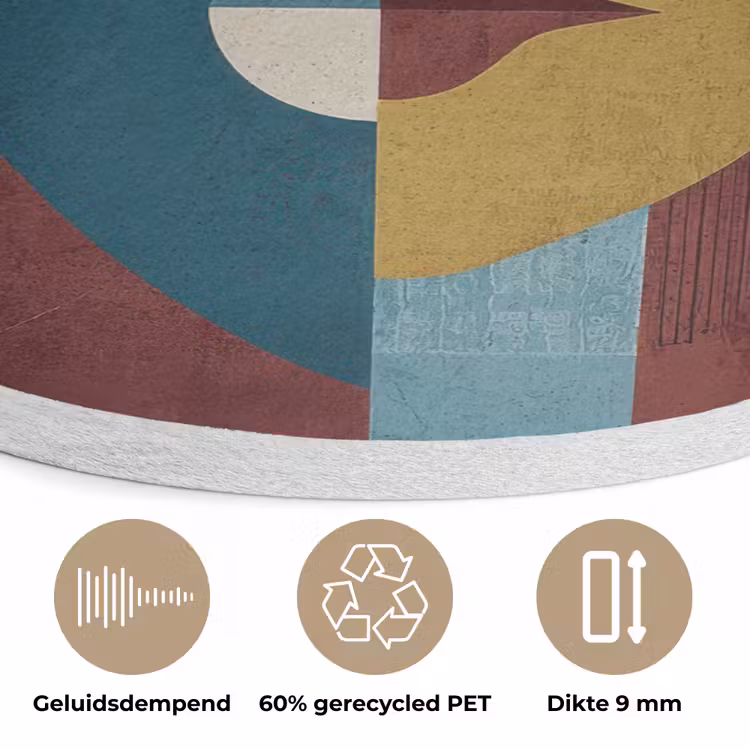 Geometrisch - Strakke vormen - Kleurrijk Akoestische PET Vilt - Rond klein -closeup_NL