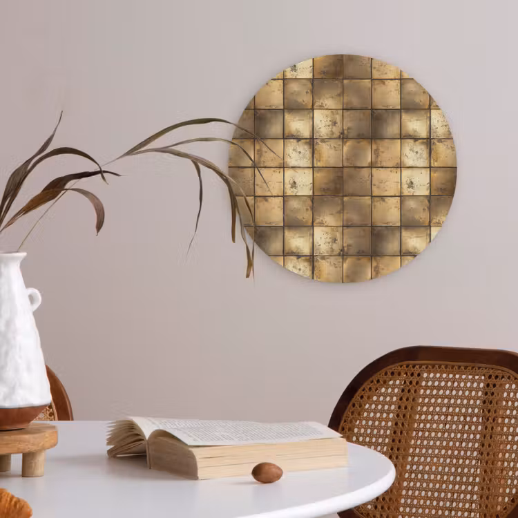 Geometrisch - Tegels - Goud Akoestische PET Vilt - Rond klein 838 -sfeer3