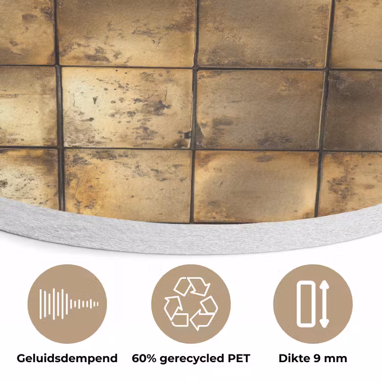 Geometrisch - Tegels - Goud Akoestische PET Vilt - Rond klein 838 -closeup_NL