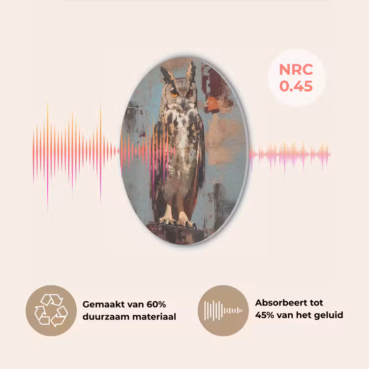 Geschilderd - Abstract - Uil - Bruin Akoestische PET Vilt - Rond klein -USP_NL