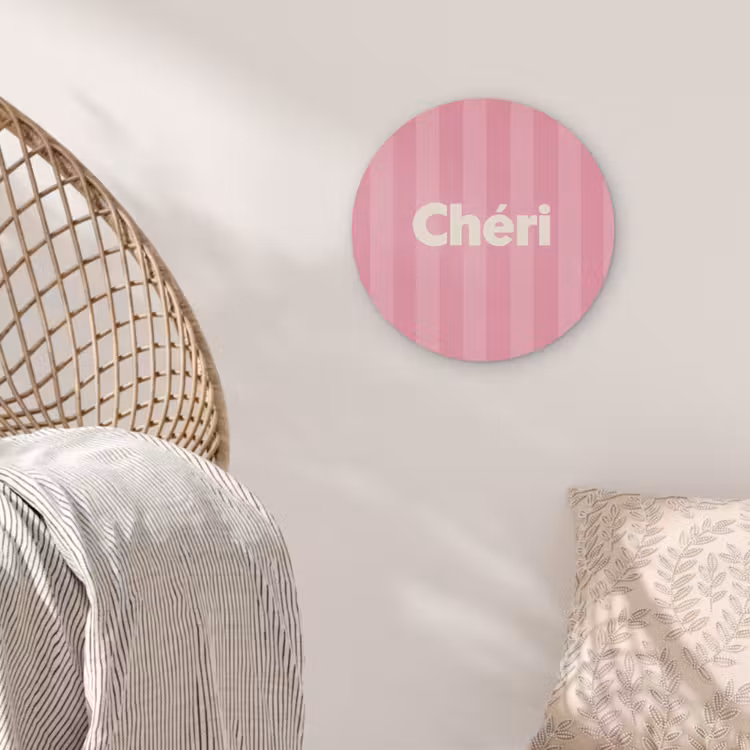 Gestreept - Roze - Chéri Akoestische PET Vilt - Rond klein -sfeer4