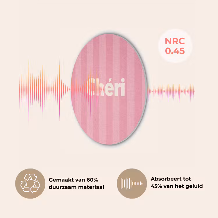 Gestreept - Roze - Chéri Akoestische PET Vilt - Rond klein -USP_NL