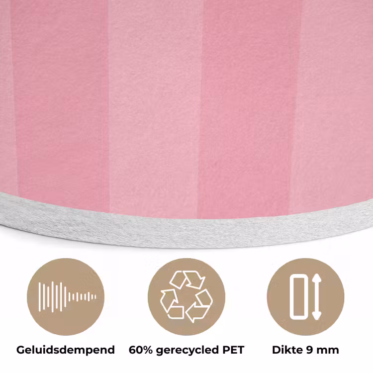 Gestreept - Roze - Chéri Akoestische PET Vilt - Rond klein -closeup_NL