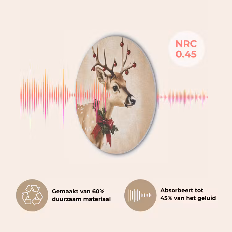 Gewei - Kerst - Rendier - Rood Akoestische PET Vilt - Rond klein -USP_NL