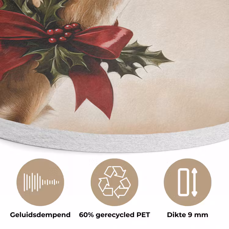 Gewei - Kerst - Rendier - Rood Akoestische PET Vilt - Rond klein -closeup_NL