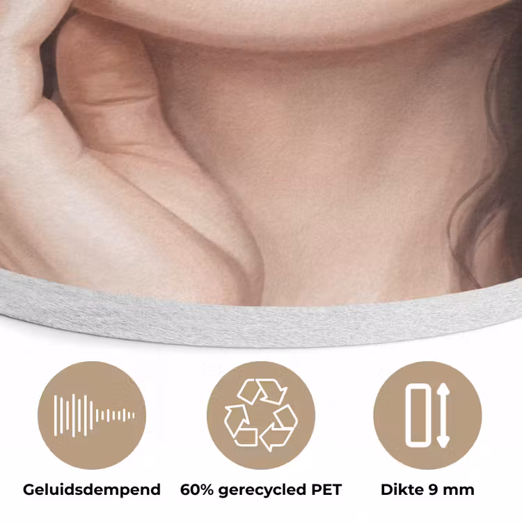 Gezicht - Pioenrozen - Crème Akoestische PET Vilt - Rond klein -closeup_NL