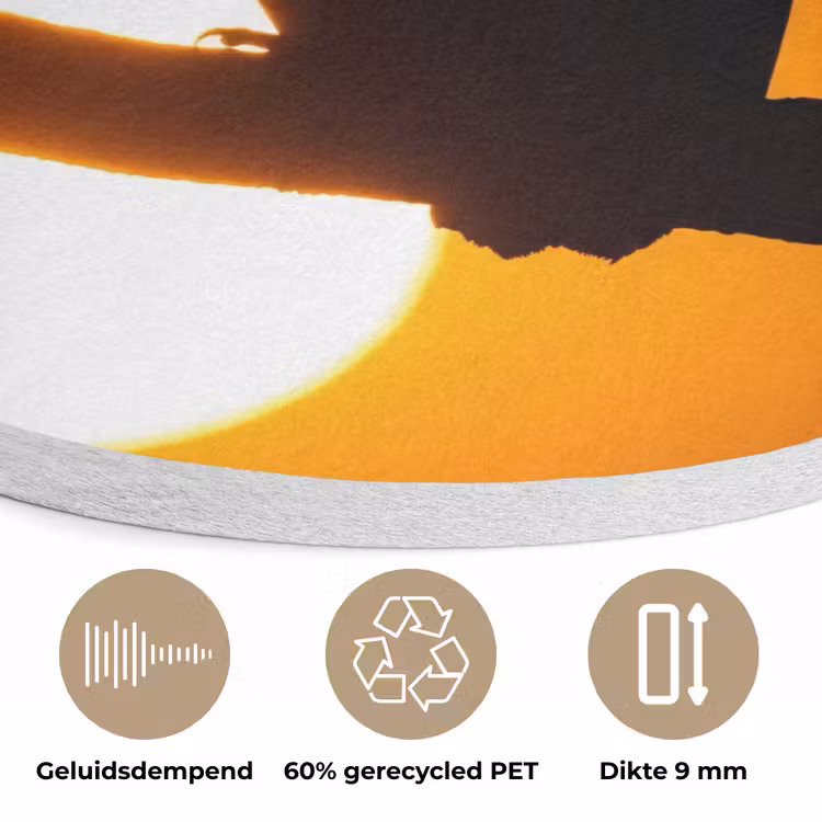 Gier - Tak - Zon - Oranje Akoestische PET Vilt - Rond klein -closeup_NL