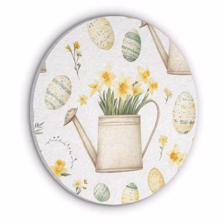 Gieter - Bloemen - Eieren Akoestische PET Vilt - Rond klein -3d
