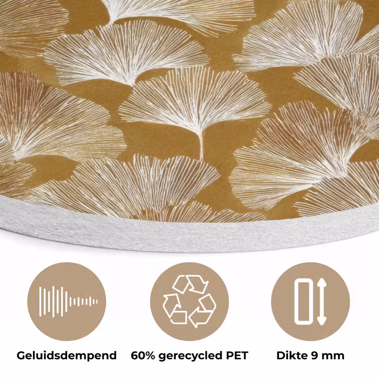 Ginkgo - Bladeren - Goud Akoestische PET Vilt - Rond klein 838 -closeup_NL