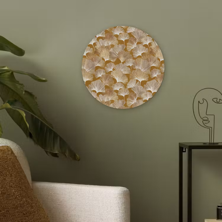 Ginkgo - Bladeren - Goud Akoestische PET Vilt - Rond klein 838 -sfeer2