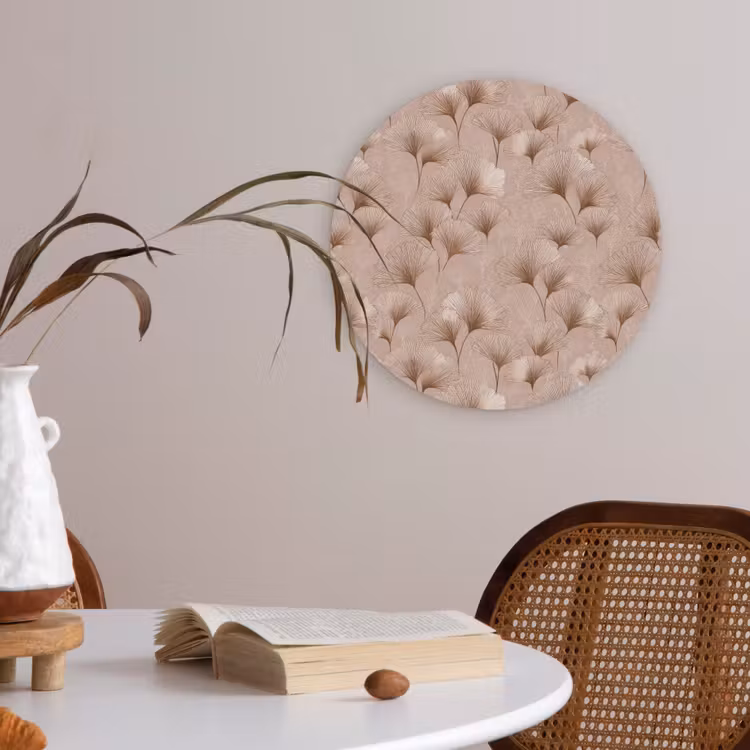 Ginkgo - Patroon - Roze Akoestische PET Vilt - Rond klein 838 -sfeer3