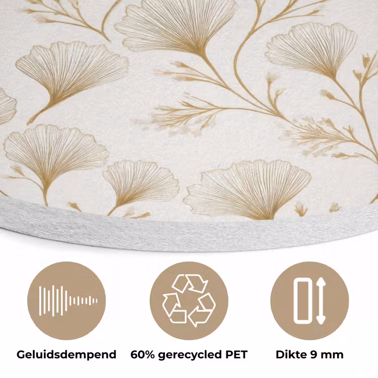 Ginkgo - Takken - Goud Akoestische PET Vilt - Rond klein 838 -closeup_NL