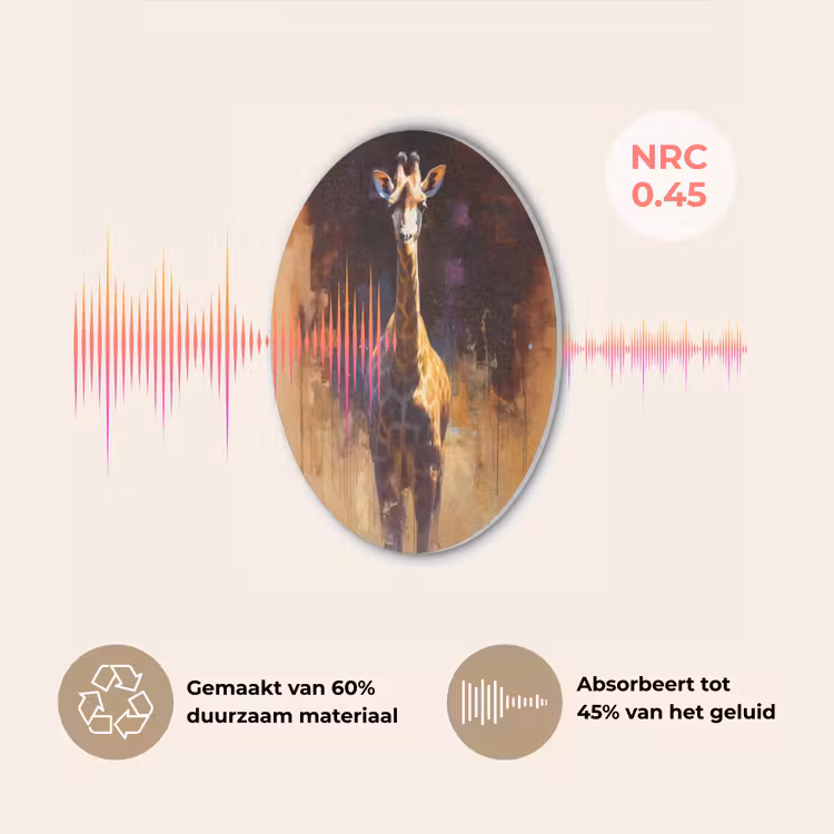Giraf - Bruin - Abstract - Geschilderd Akoestische PET Vilt - Rond klein -USP_NL