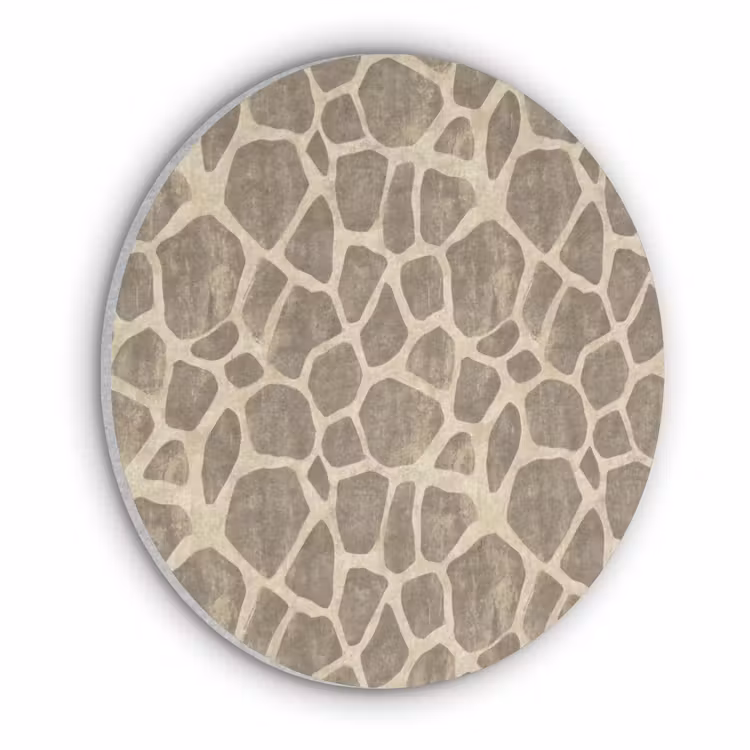 Giraf - Patroon - Beige - Bruin Akoestische PET Vilt - Rond klein 838 -3d