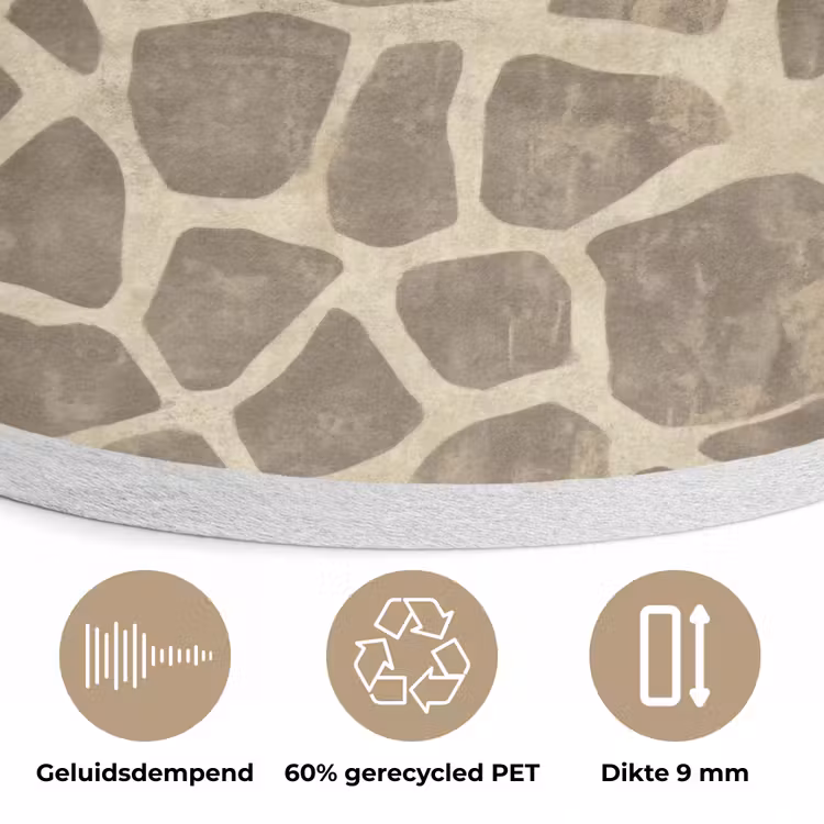 Giraf - Patroon - Beige - Bruin Akoestische PET Vilt - Rond klein 838 -closeup_NL