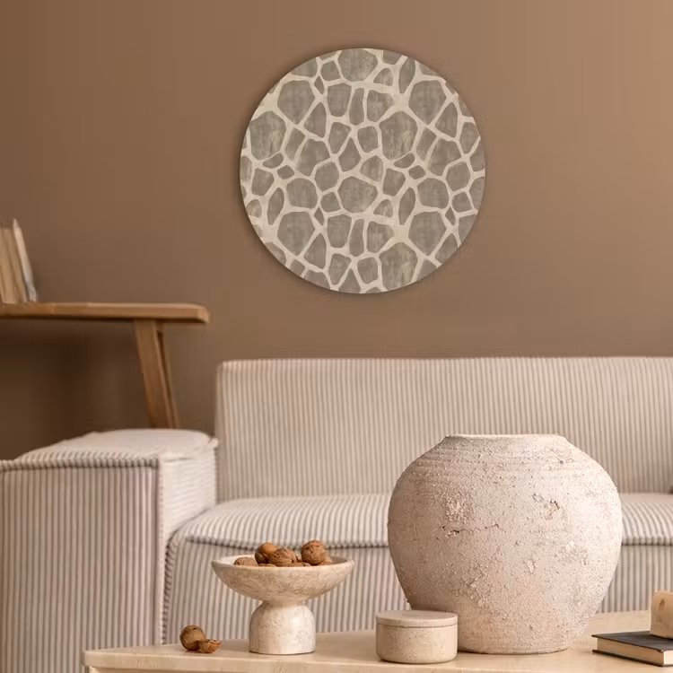 Giraf - Patroon - Beige - Bruin Akoestische PET Vilt - Rond klein 838 -sfeer1