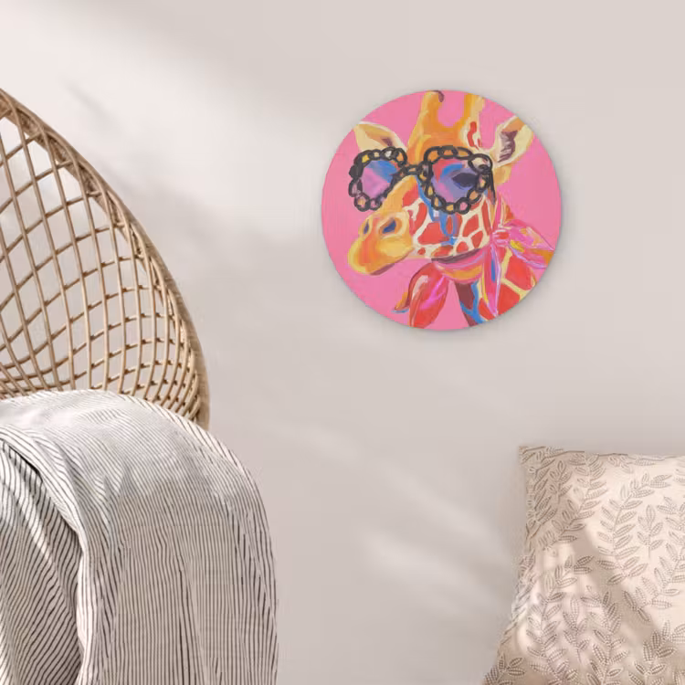 Giraf - Roze - Bril - Sjaal Akoestische PET Vilt - Rond klein -sfeer4