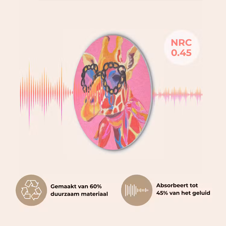 Giraf - Roze - Bril - Sjaal Akoestische PET Vilt - Rond klein -USP_NL