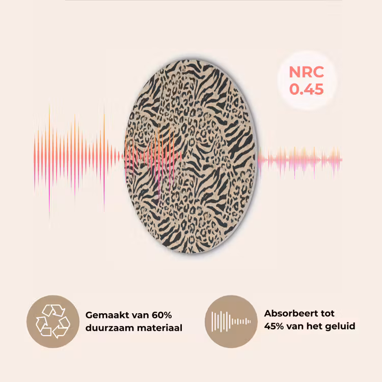 Giraf - Zebra - Motief - Bruin Akoestische PET Vilt - Rond klein 838 -USP_NL
