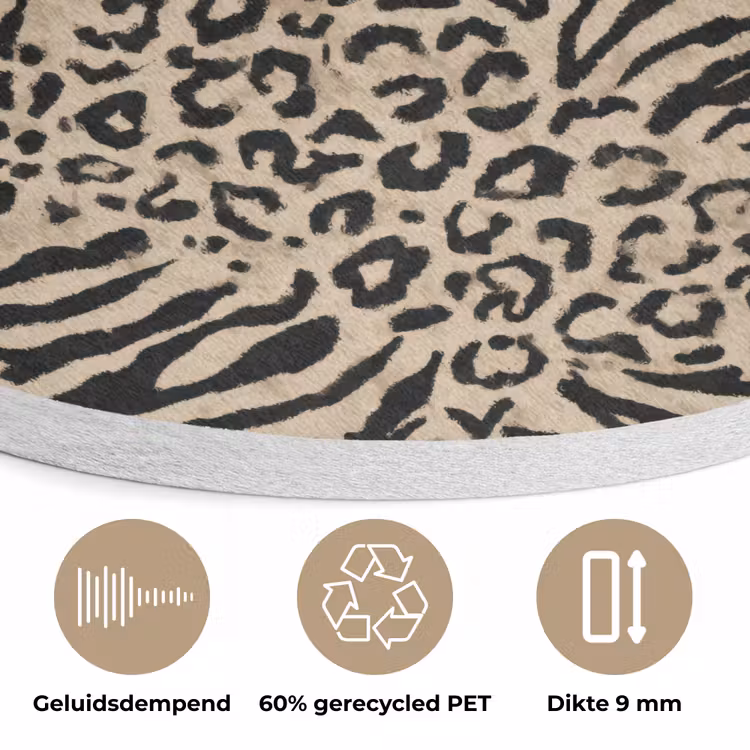 Giraf - Zebra - Motief - Bruin Akoestische PET Vilt - Rond klein 838 -closeup_NL